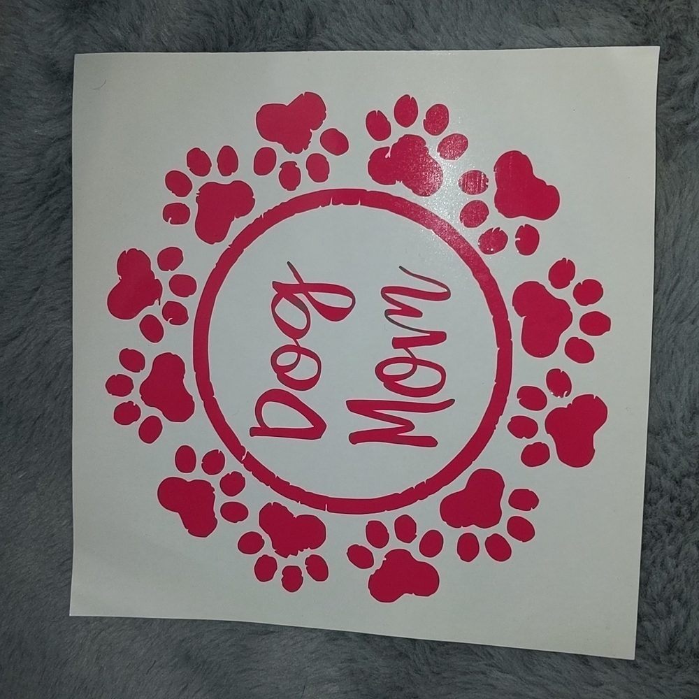 Beautiful Pink "Dog Mom" Car Decal